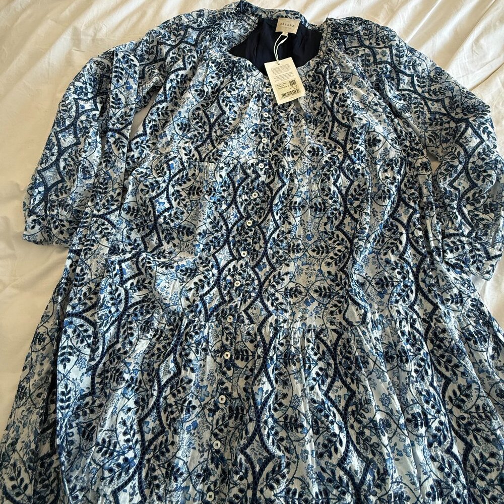 Sézane Yuliana dress Size FR42 US10 blue/white new with tags - Picture 4 of 5
